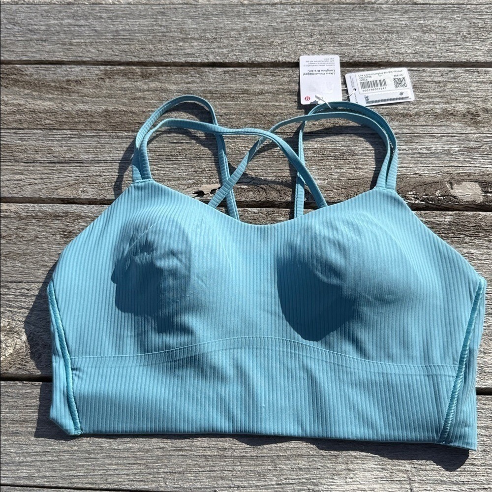 Lululemon Like a Cloud Ribbed Longline Bra B/C Cup Blue size 10 NWT
